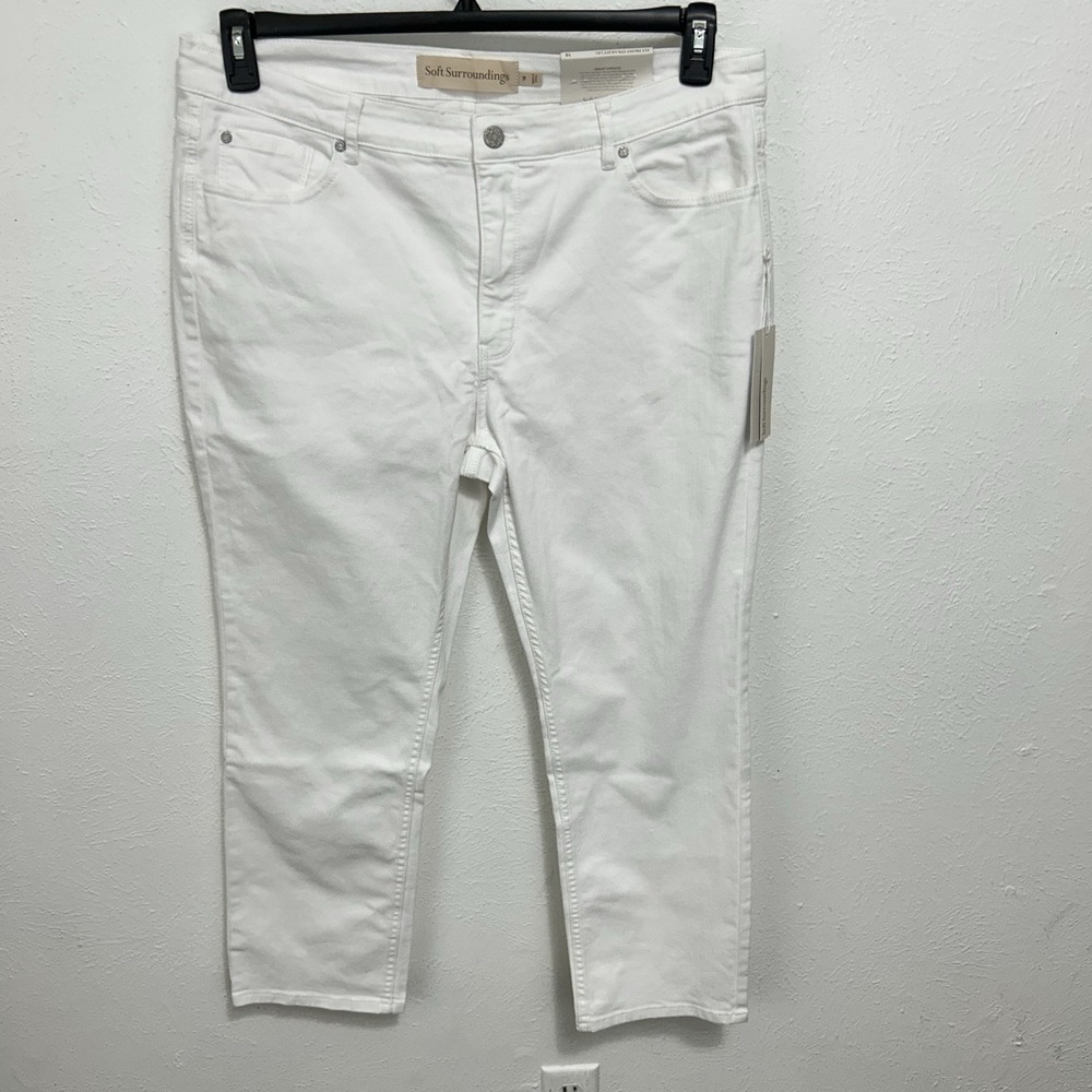 New Soft Surroundings The Ultimate Denim White‎ Straight Leg Cropped Jeans Sz 18
